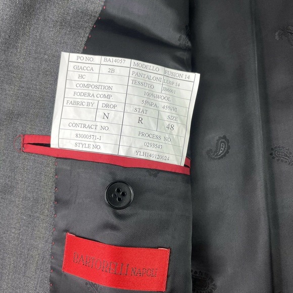 Bartorelli Napoli Gray Green Striped Mens Wool Suit 38R Pant 32XUnfinished NWT - Picture 6 of 11